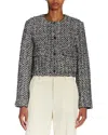 Moncler Doudoune Courte En Tweed Dauphin In Aqua