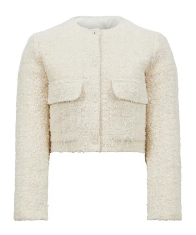 Moncler Dauphin Tweed Combo Jacket In Open White