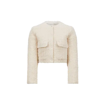 Moncler Dauphin Tweed Short Down Jacket White
