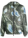 Moncler Day Namic Abstract-print Bomber Jacket In Green