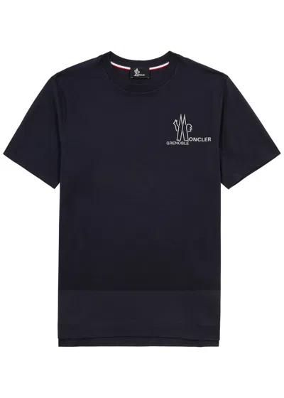 Moncler Day-namic Logo Cotton T-shirt In Navy