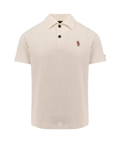 Moncler Ribbed Collar Short Sleeves Polo Shirt In White