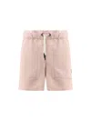 Moncler Grenoble Pink Shorts With Elastic Drawstring Elastic Waist And Logo Embroidery On The Side I