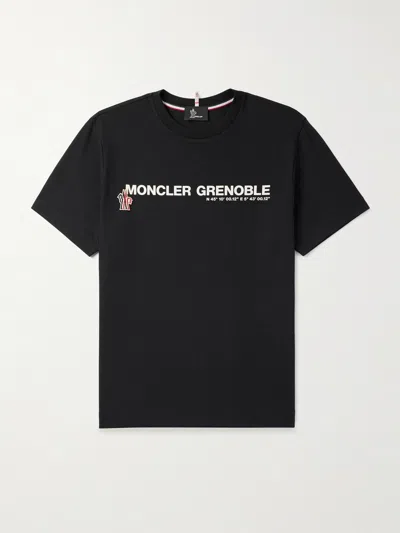 Moncler Ribbed Crew Neck Short-sleeve T-shirt With Logo Details In Neutral