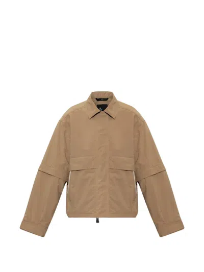Moncler Day-namic Logo-patch Flap-pocket Zip-up Jacket In Brown