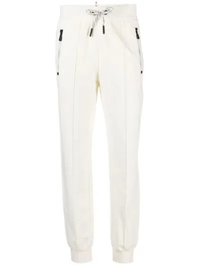 Moncler Drawstring-waistband Cotton Track Pants In White