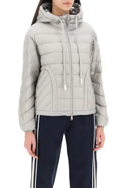 Moncler Delfo Hooded Puffer Jacket In Gray