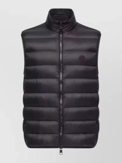 Moncler Deneb High Collar Sleeveless Padded Jacket In Black