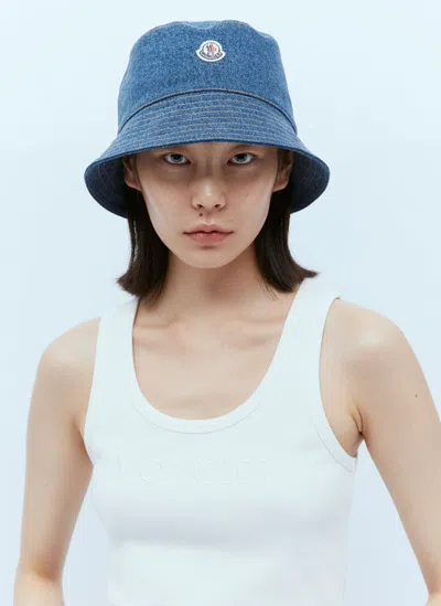 Moncler Denim Bucket Hat In Blue