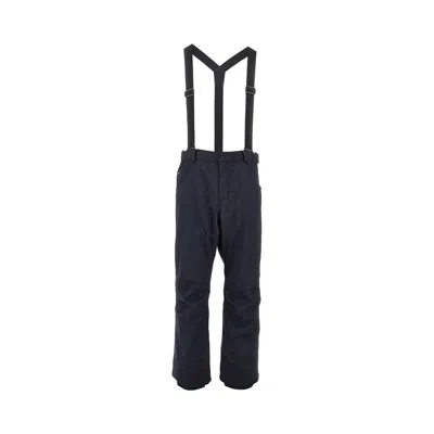 Moncler Straight-leg Padded Webbing-trimmed Virgin Wool-denim Ski Salopettes In Blue