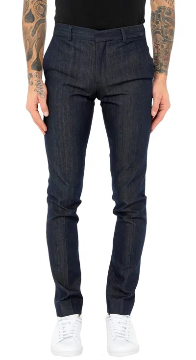 Pre-owned Moncler Denim Jeans Trousers Slim Cut Luxury Iconic Rare Trousers 54 In Blue