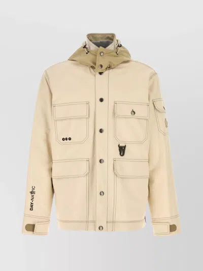 MONCLER DENIM KELPIUS JACKET WITH HOOD AND DRAWSTRING