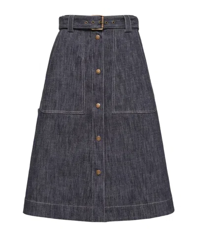 Moncler Denim Knee-length Skirt In Blue