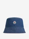 Moncler Denim Logo Fisherman Hat In Blue