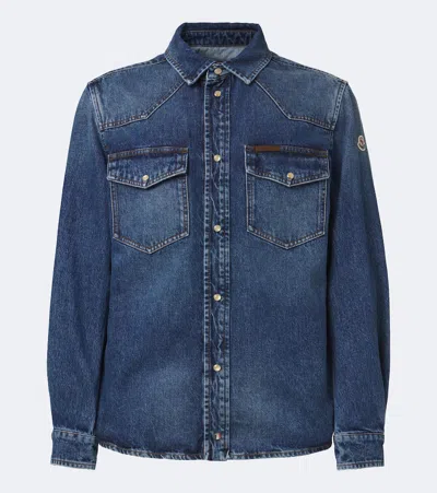Moncler Denim Western Shirt In Blue
