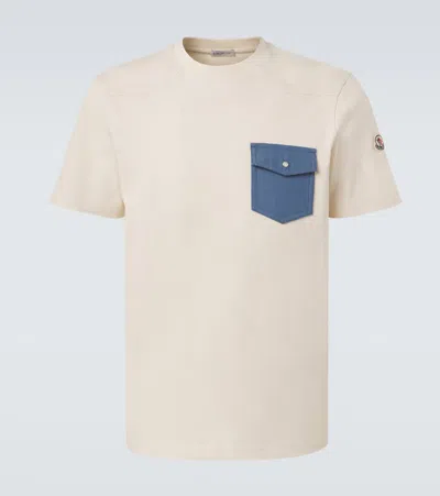 Moncler Cotton Jersey T-shirt With Denim Pocket In Animal Print