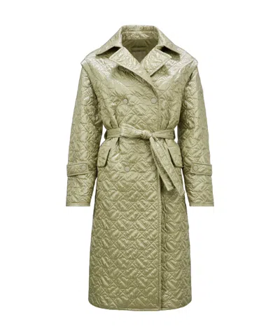 Moncler Detachable-sleeves Quilted Midi Coat In Green