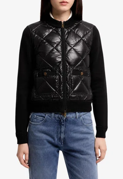 Moncler Diamond Padded Cardigan In Black