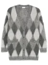 Moncler Mohair Blend Cardigan In Grey