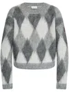 Moncler Diamond Pattern Long Sleeve Jumper In 灰色