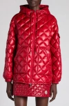 Moncler Womens Medium Red Relaxed-fit Hooded Shell-down Jacket