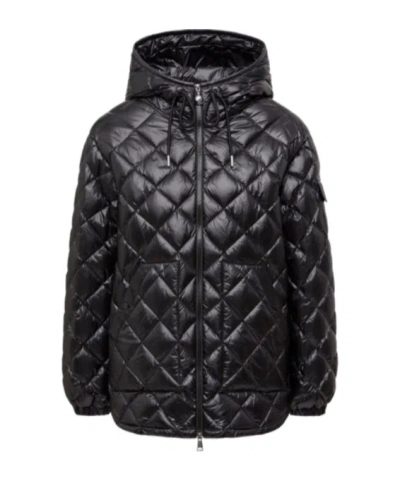 Moncler Diamond-quilted Hooded Short Down Jacket In Black