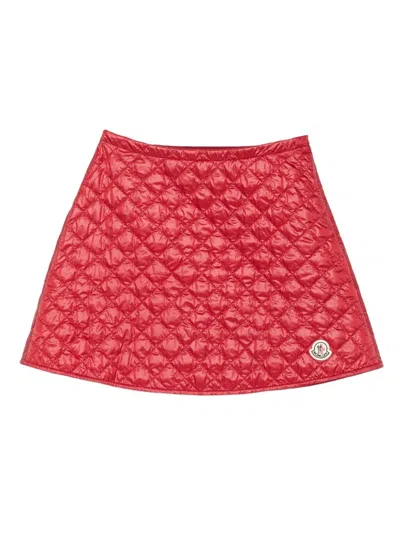 Moncler Diamond-quilted Mini A-line Skirt In Red