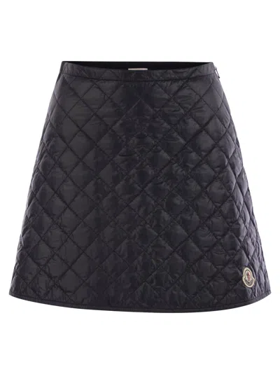 Moncler Diamond Quilted Miniskirt In Blue