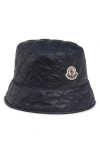 Moncler Diamond Quilted Nylon Bucket Hat In Blue