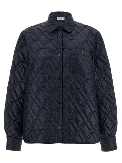 Moncler Diamond Quilted Overshirt In Blue