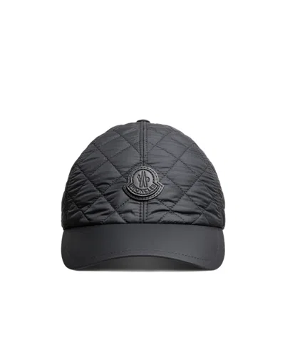 Moncler Diamond-quilted Baseball Cap In Black