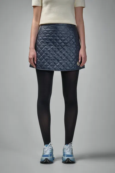 Moncler Diamond-quilted Mini Skirt In Blue