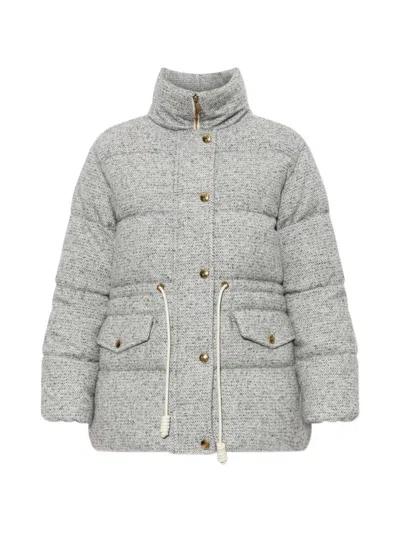 Moncler Diaphanes Belted Coat In Gray