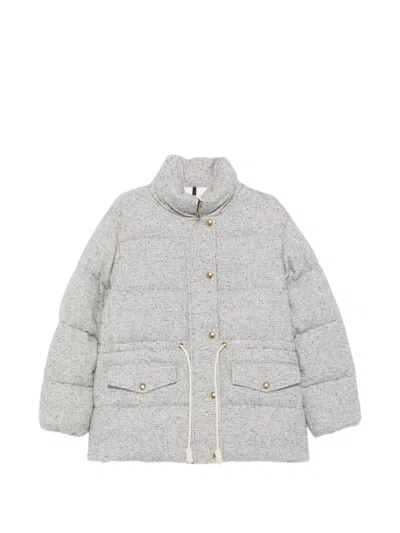 Moncler Diaphanes Wool-blend Quilted Down Jacket In Gray