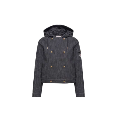 Moncler Veste À Capuche En Denim À Double Boutonnage Diervilla, Femme, Bleu, Taille: 4 In Blue