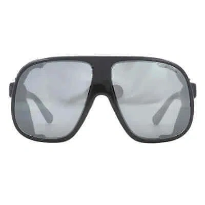 Pre-owned Moncler Diffractor Smoke Silver Flash Oversized Unisex Sunglasses Ml0206 05c 66