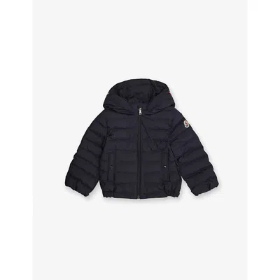 Moncler Babies' Dilar Logo-badge Nylon Jacket 3 Months-3 Year In Blue
