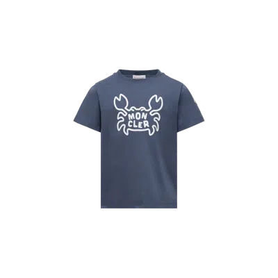 Moncler Kids' T-shirt En Coton À Imprimé Plongée, Garçons, Bleu, Taille: 6a In Blue