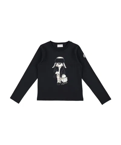 Moncler Dog-print Long-sleeves T-shirt In Black