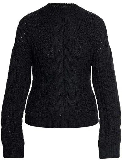Moncler Embroidered Mohair Blend Sweater In Black