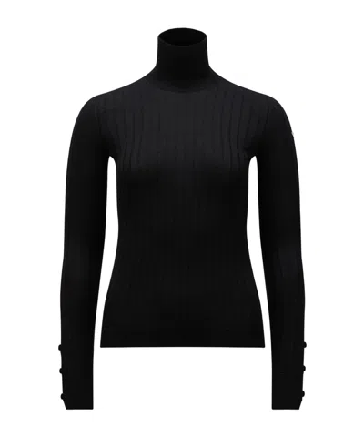 Moncler Dolcevita Ribbed Jumper In Black