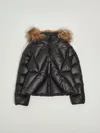 Moncler Kid Domas Shearling-trimmed Down Hooded Jacket In Black
