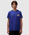 Moncler Double Logo Cotton T-shirt In Blue