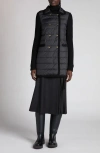 Moncler Double Breasted Knit & Quilted Down Longline Cardigan In Black