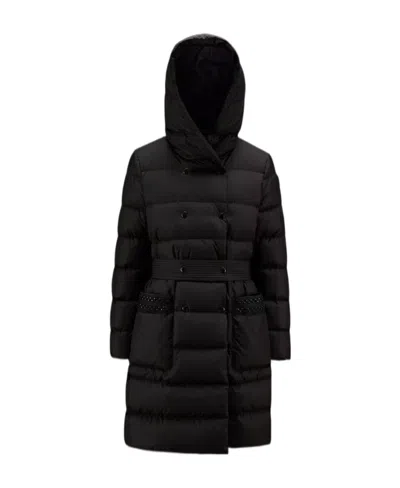 Moncler Double-breasted Padded Coat In Black