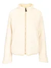 Moncler Double-faced Teddy Effect Jacket Knitwear White In Brown