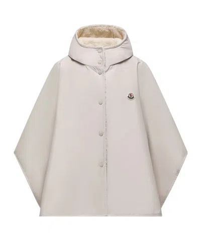 Moncler Double Hooded Cape In Neutral