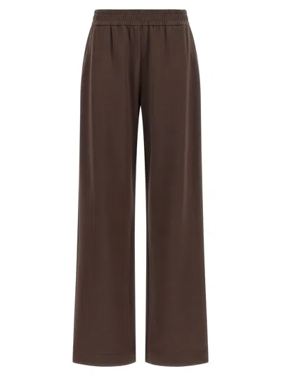 Moncler Double Knit Cotton Blend Joggers In Brown