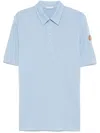 Moncler Double Leather-logo Polo Shirt In Blue
