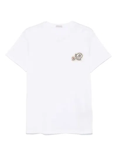 Moncler Double Logo Patch Cotton T-shirt Clothing In White